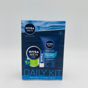 Nivea ajándékcsomag férfi Protect&Care arctisztító 100ml+ krém 30ml+ ajakápoló 4,8g – front