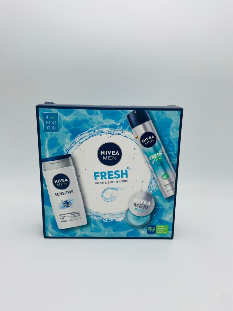 Nivea ajándékcsomag férfi Fresh&Smooth tusfürdő 250 ml+dezodor 150 ml+krém 30 ml – front